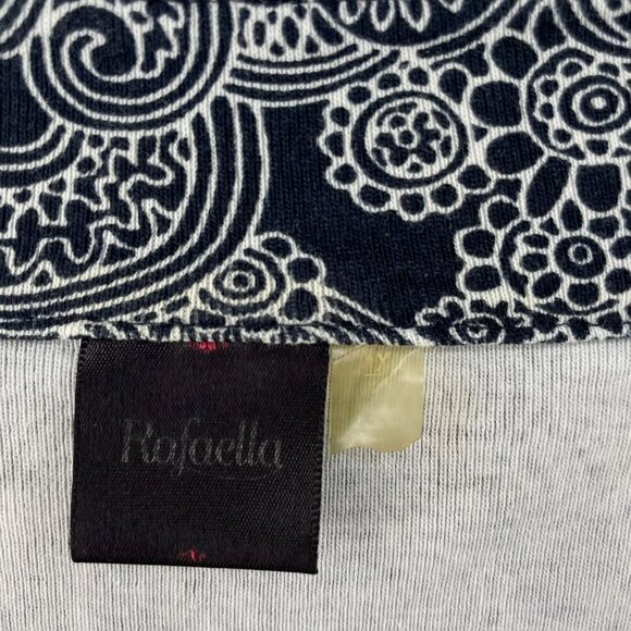 Rafaella Blouse Womens 1X Black White Paisley V Neck Cap Sleeve Knit Pullover - Picture 9 of 11